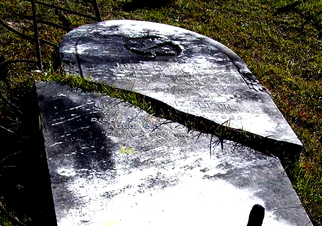 Photo of headstones/John Dallas d 1900 hdstn East Maitland cem & wife Elizabeth